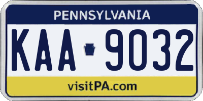 PA license plate KAA9032