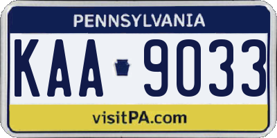 PA license plate KAA9033