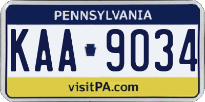 PA license plate KAA9034