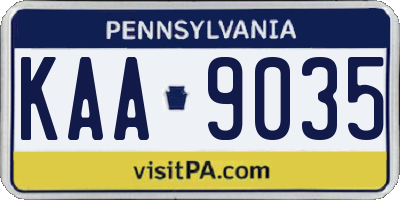 PA license plate KAA9035
