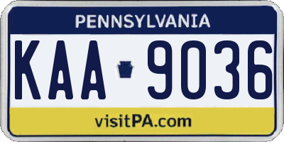 PA license plate KAA9036