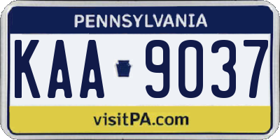 PA license plate KAA9037