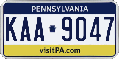 PA license plate KAA9047