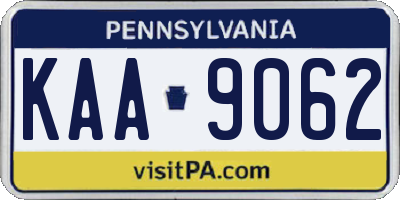 PA license plate KAA9062
