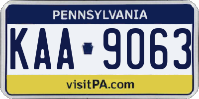 PA license plate KAA9063