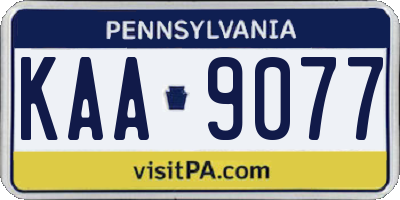 PA license plate KAA9077