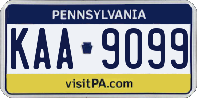 PA license plate KAA9099