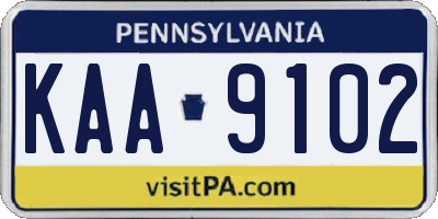 PA license plate KAA9102