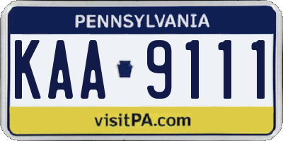 PA license plate KAA9111