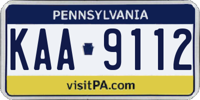 PA license plate KAA9112