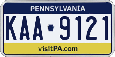 PA license plate KAA9121