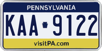 PA license plate KAA9122