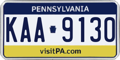 PA license plate KAA9130