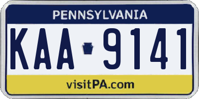 PA license plate KAA9141