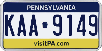 PA license plate KAA9149