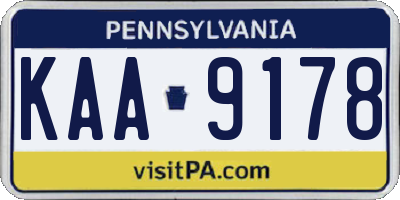PA license plate KAA9178