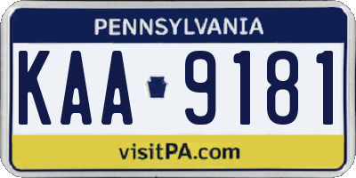 PA license plate KAA9181