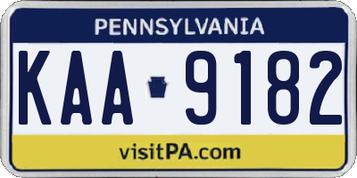 PA license plate KAA9182