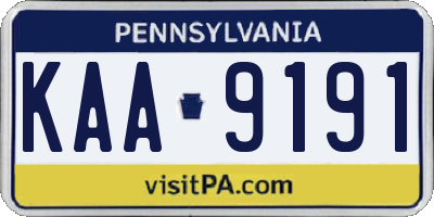 PA license plate KAA9191