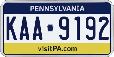 PA license plate KAA9192