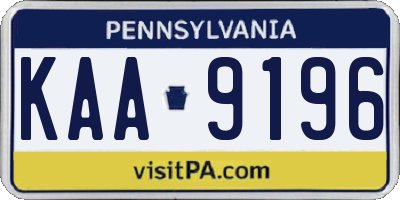 PA license plate KAA9196
