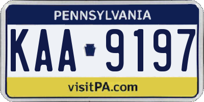 PA license plate KAA9197