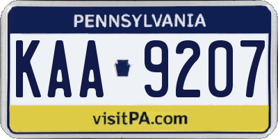 PA license plate KAA9207