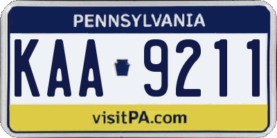 PA license plate KAA9211