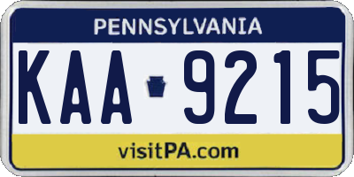 PA license plate KAA9215