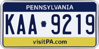PA license plate KAA9219