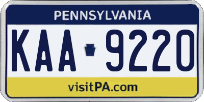 PA license plate KAA9220