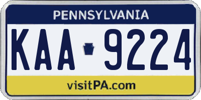 PA license plate KAA9224