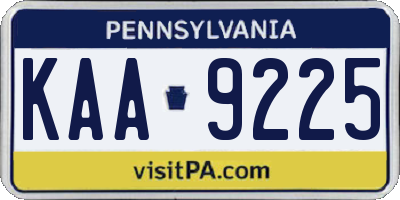 PA license plate KAA9225