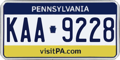 PA license plate KAA9228