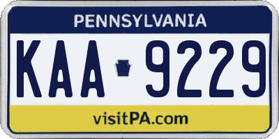 PA license plate KAA9229