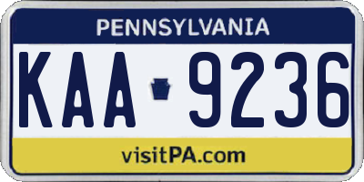 PA license plate KAA9236