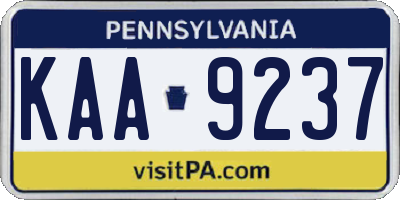 PA license plate KAA9237