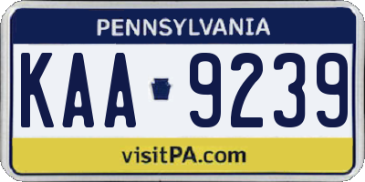 PA license plate KAA9239