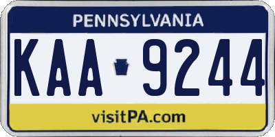 PA license plate KAA9244