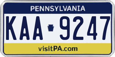 PA license plate KAA9247