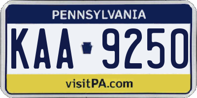 PA license plate KAA9250
