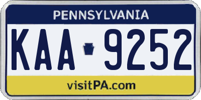 PA license plate KAA9252