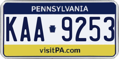 PA license plate KAA9253