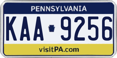PA license plate KAA9256