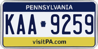 PA license plate KAA9259