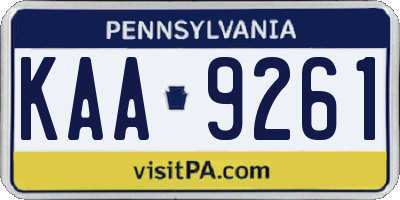 PA license plate KAA9261