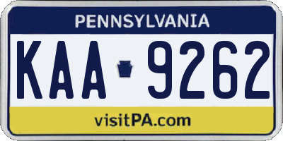 PA license plate KAA9262