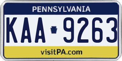 PA license plate KAA9263