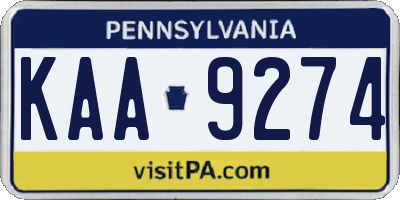 PA license plate KAA9274