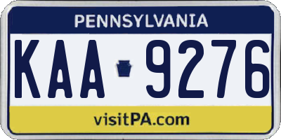 PA license plate KAA9276